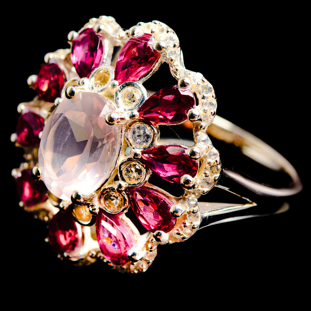 Rose Quartz Rings handcrafted by Anasilvercos - R9086-RQ-SIZE-8