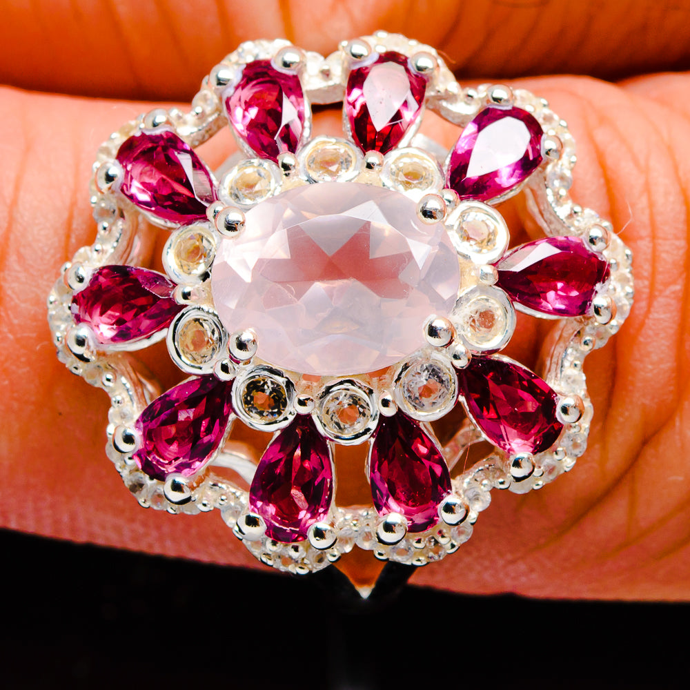 Rose Quartz Rings handcrafted by Anasilvercos - R9086-RQ-SIZE-9 - Photo 3