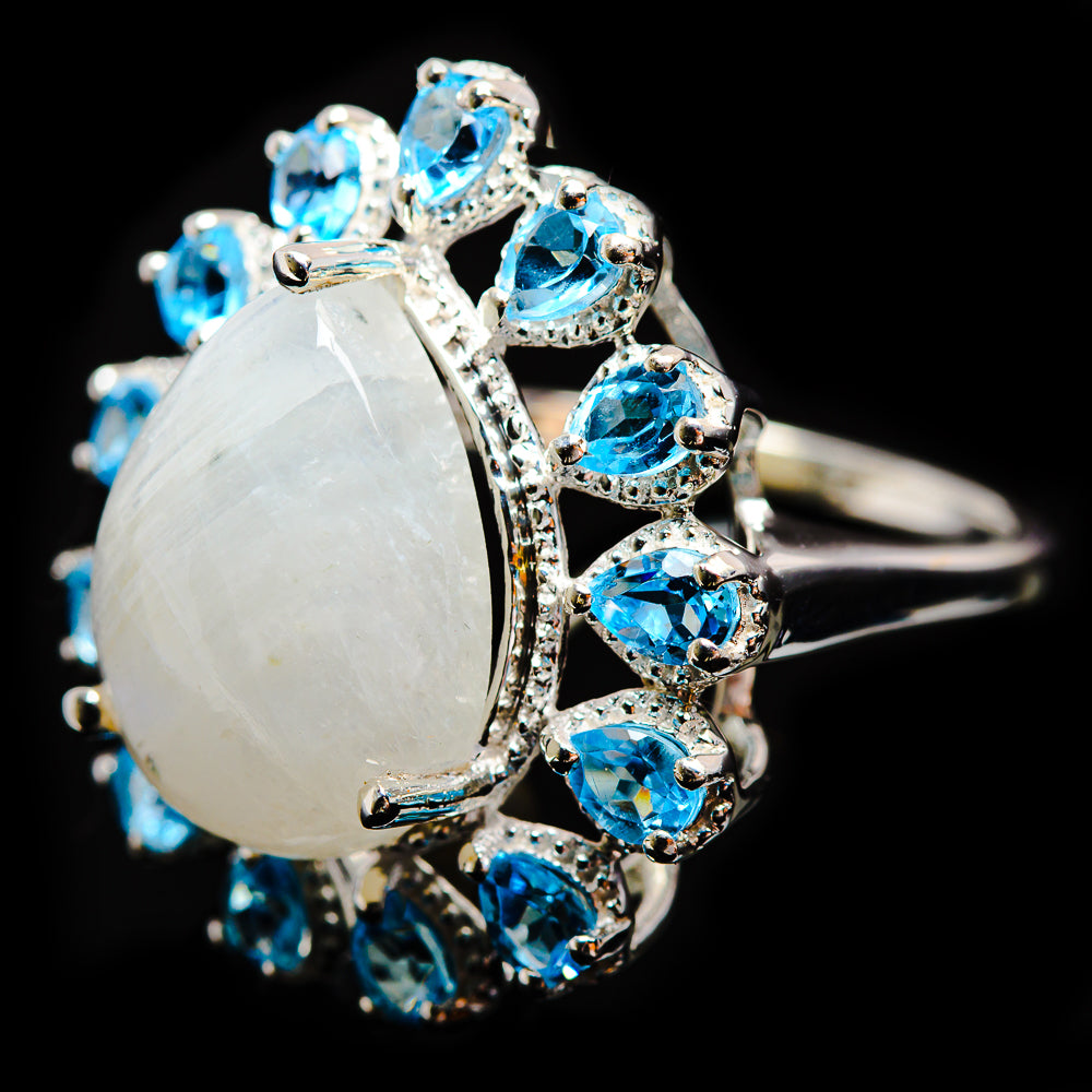 Rainbow Moonstone Rings handcrafted by Anasilvercos - R9220-MOON-SIZE-9