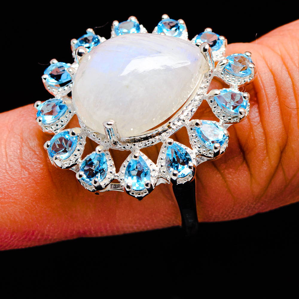 Rainbow Moonstone Rings handcrafted by Anasilvercos - R9220-MOON-SIZE-8 - Photo 3