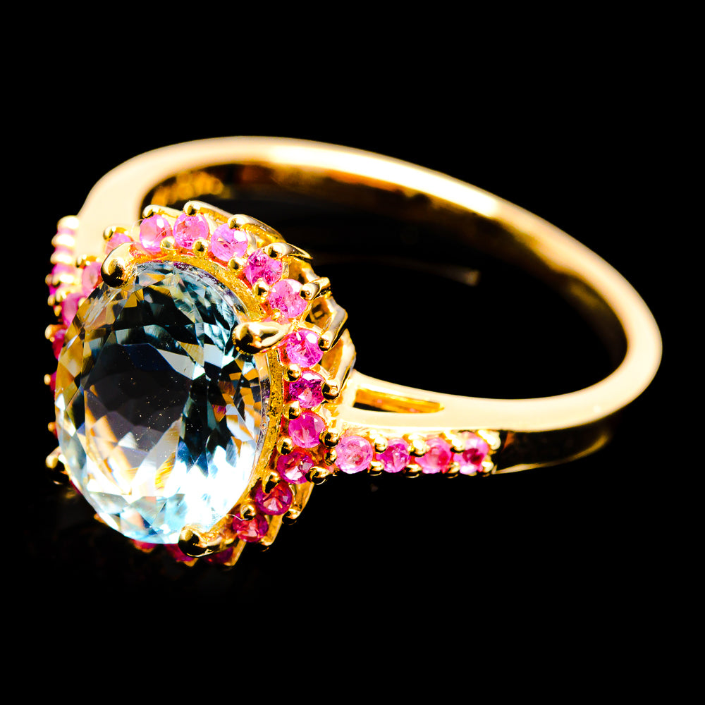 Aquamarine Rings handcrafted by Anasilvercos - RA90D1-AQUA-SIZE-7
