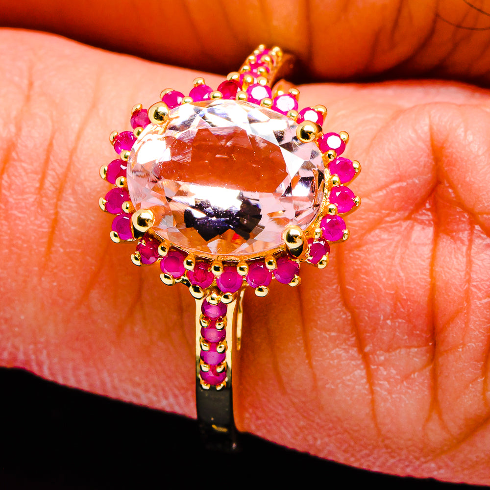 Morganite Rings handcrafted by Anasilvercos - RA90D1-MOG-SIZE-8 - Photo 3
