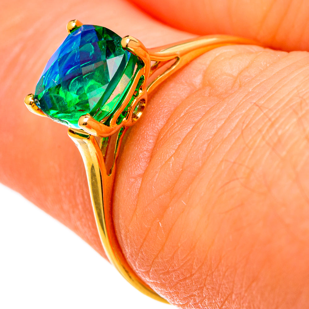 Peacock Doublet Quartz Rings handcrafted by Anasilvercos - RING100514