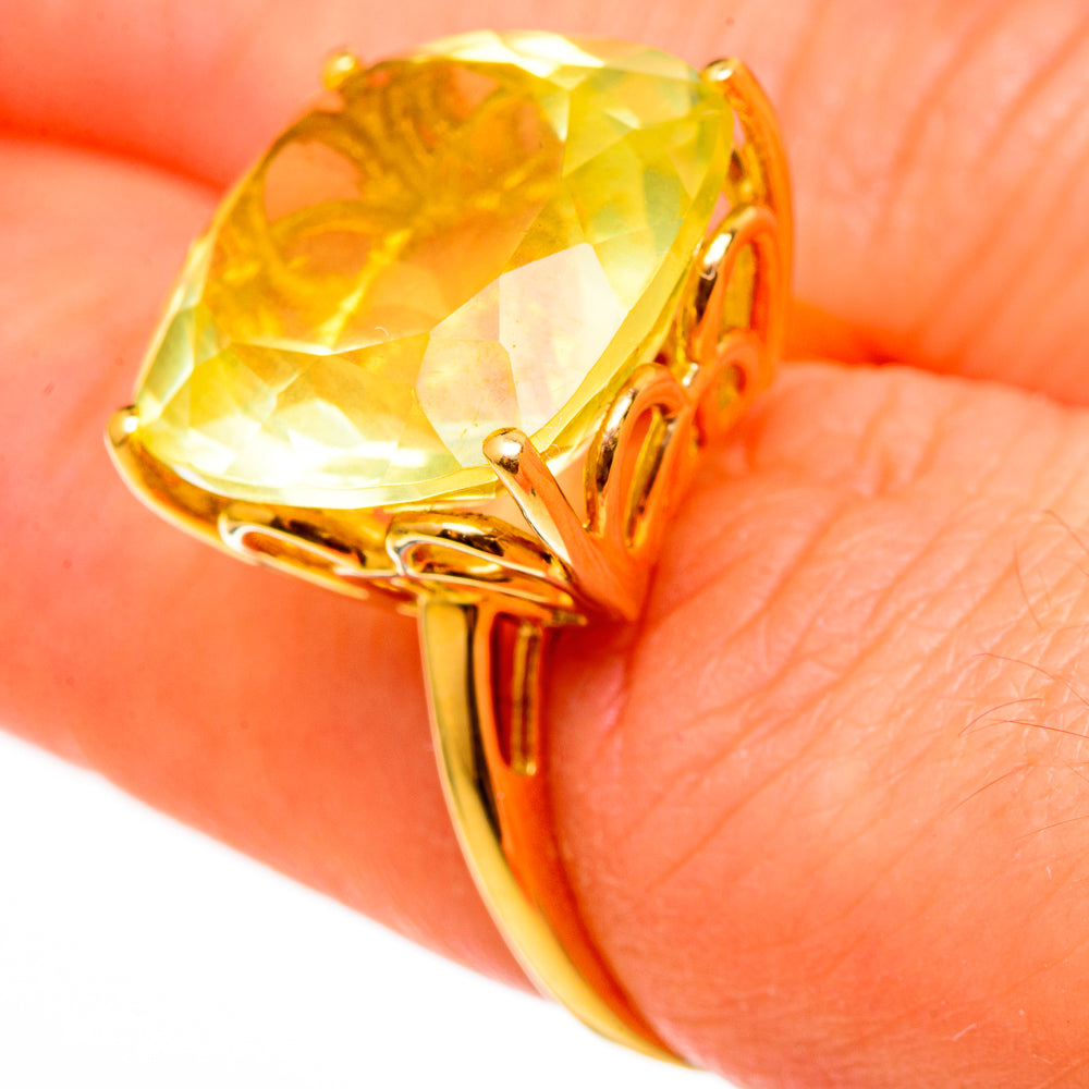 Green Gold Quartz Rings handcrafted by Anasilvercos - RING100564