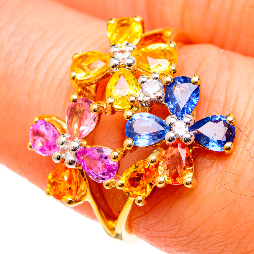 Multi-Colored Sapphire Rings handcrafted by Anasilvercos - RING100568