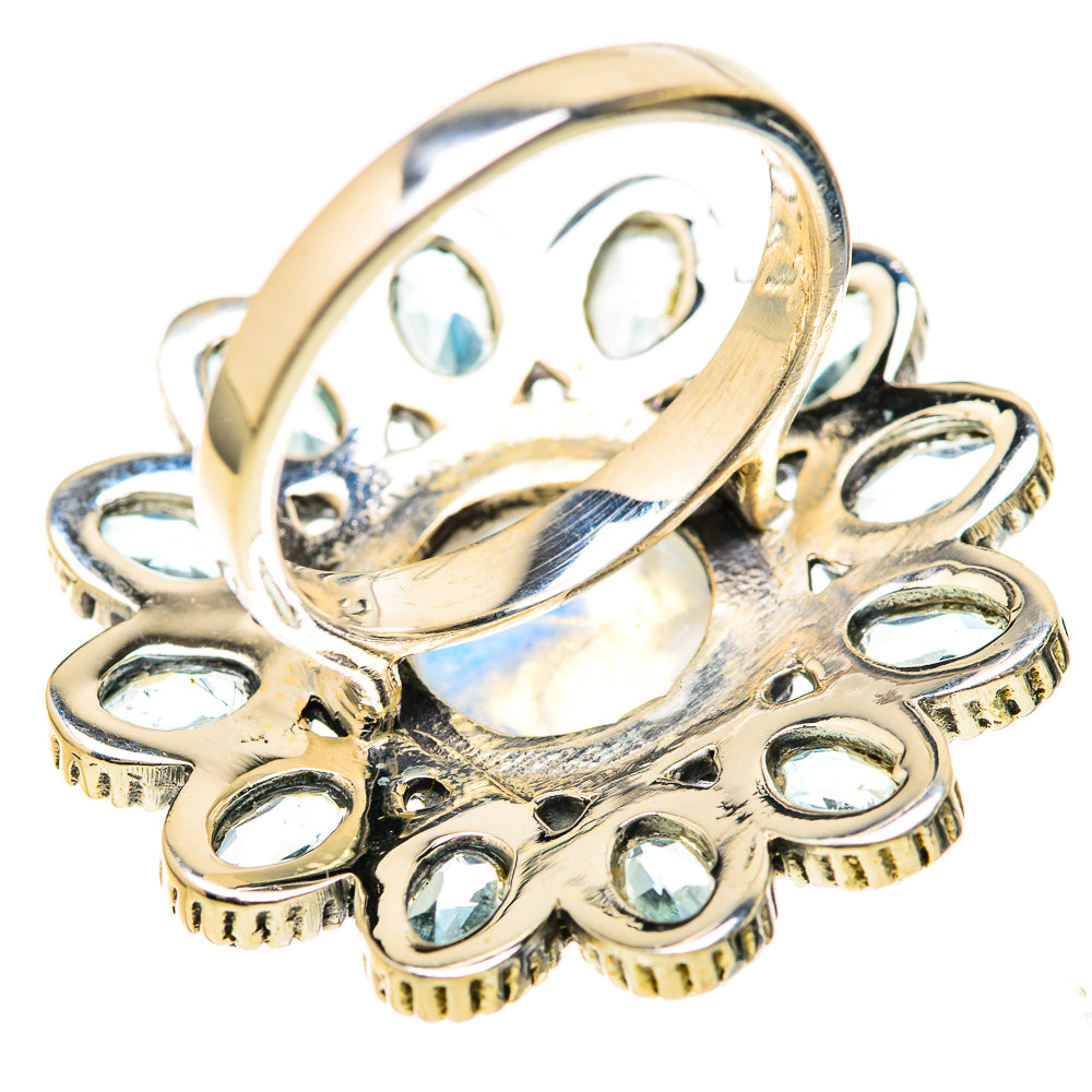 Rainbow Moonstone, Blue Topaz Rings handcrafted by Anasilvercos - RING129097 - Photo 3