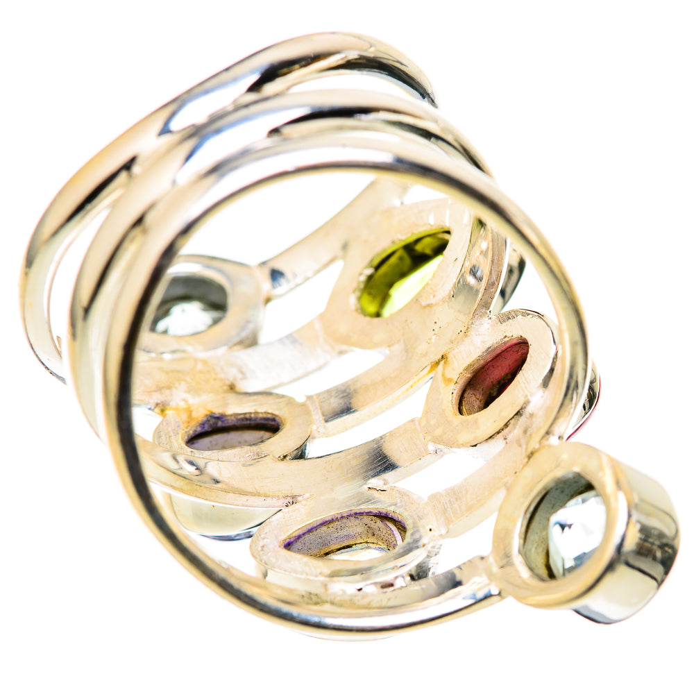 Blue Topaz, Garnet, Tanzanite, White Quartz, Peridot Rings handcrafted by Anasilvercos - RING129102 - Photo 3