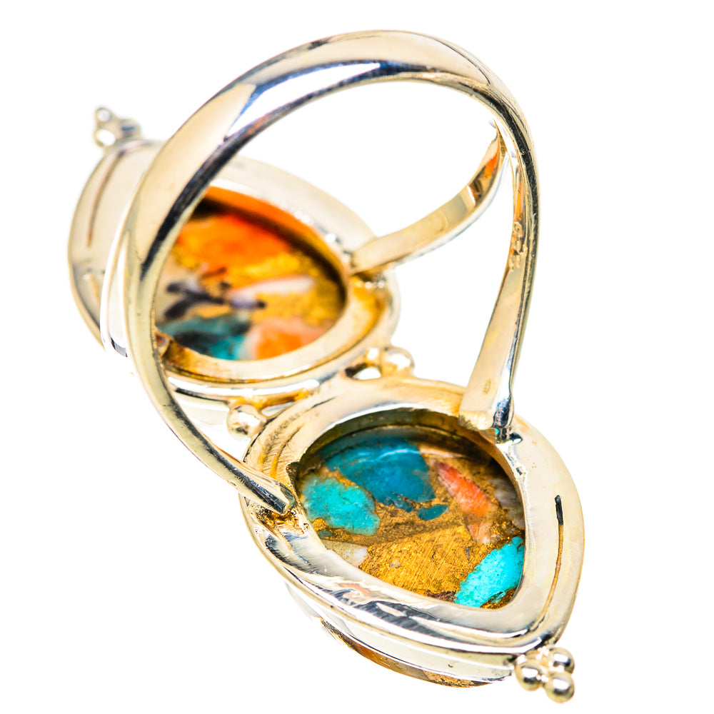 Blue Orange Copper Composite Turquoise Rings handcrafted by Anasilvercos - RING129470 - Photo 3