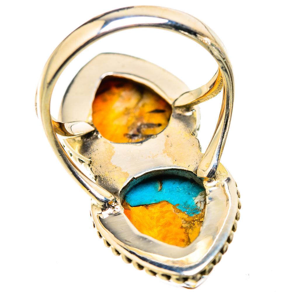 Blue Orange Copper Composite Turquoise Rings handcrafted by Anasilvercos - RING129508 - Photo 3