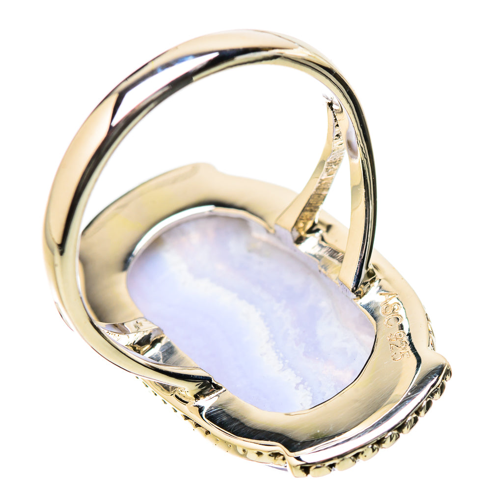 Blue Lace Agate Rings handcrafted by Anasilvercos - RING131234 - Photo 3