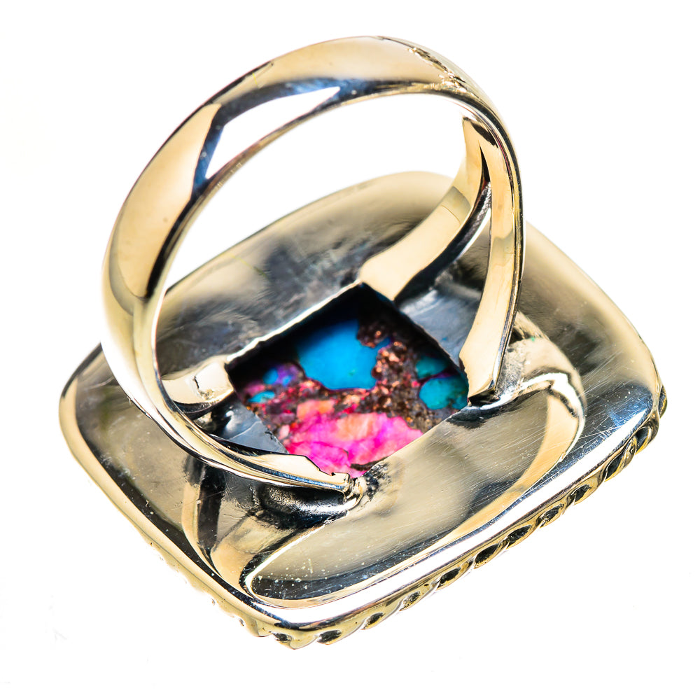 Kingman Pink Dahlia Turquoise Rings handcrafted by Anasilvercos - RING133073 - Photo 3