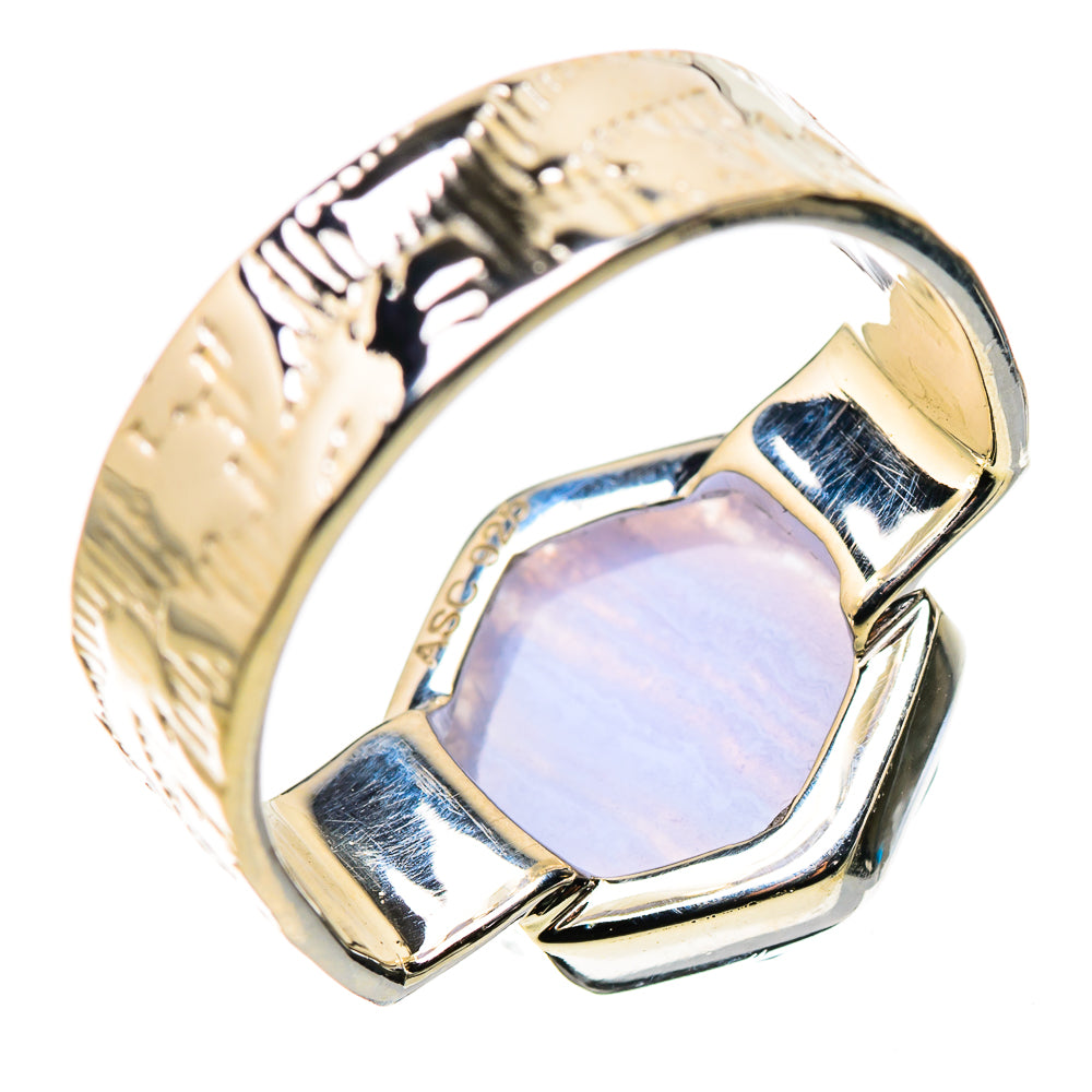 Blue Lace Agate Rings handcrafted by Anasilvercos - RING134401 - Photo 3