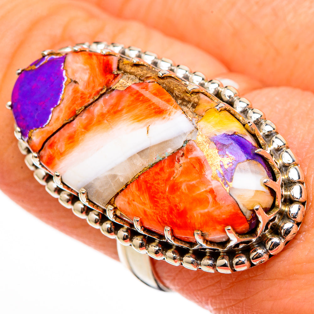 Spiny Oyster Turquoise Rings handcrafted by Anasilvercos - RING100409