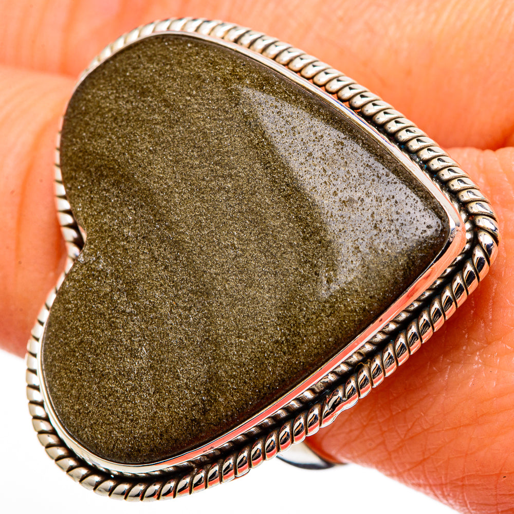 Gold Sheen Obsidian Rings handcrafted by Anasilvercos - RING100417