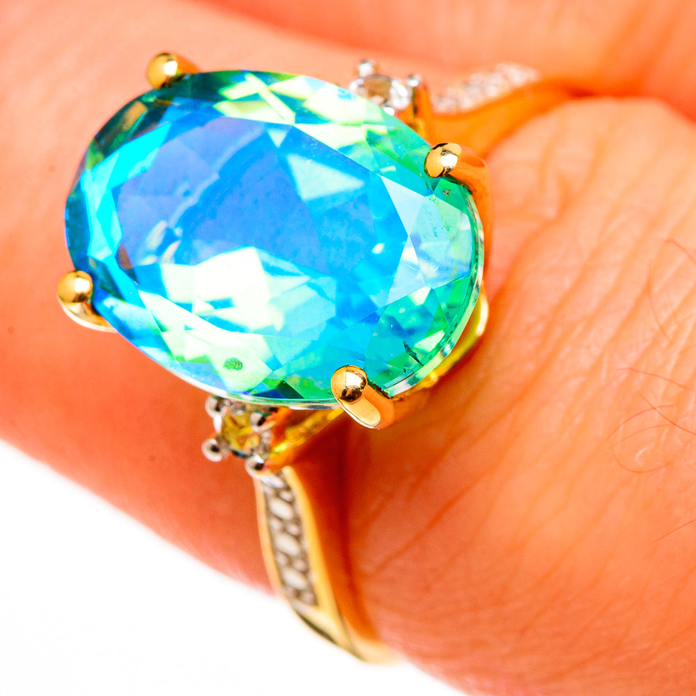 Peacock Doublet Quartz Rings handcrafted by Anasilvercos - RING100553