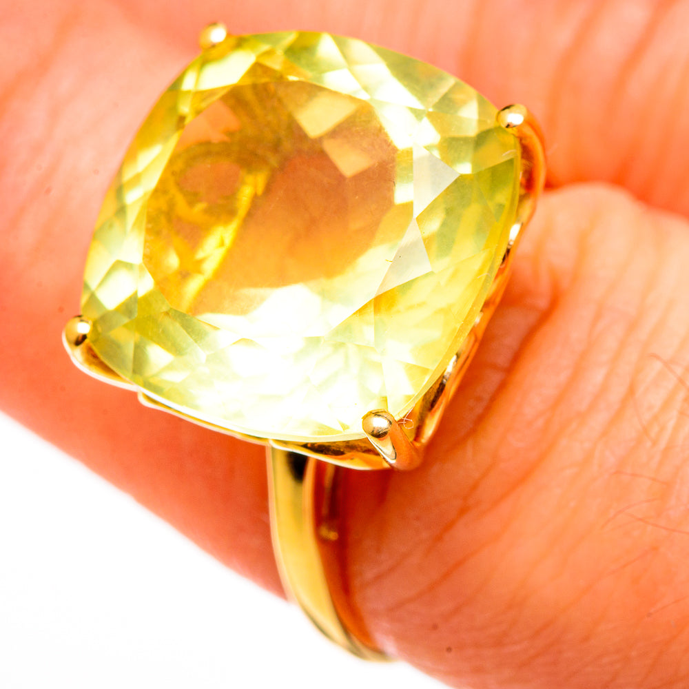 Green Gold Quartz Rings handcrafted by Anasilvercos - RING100564
