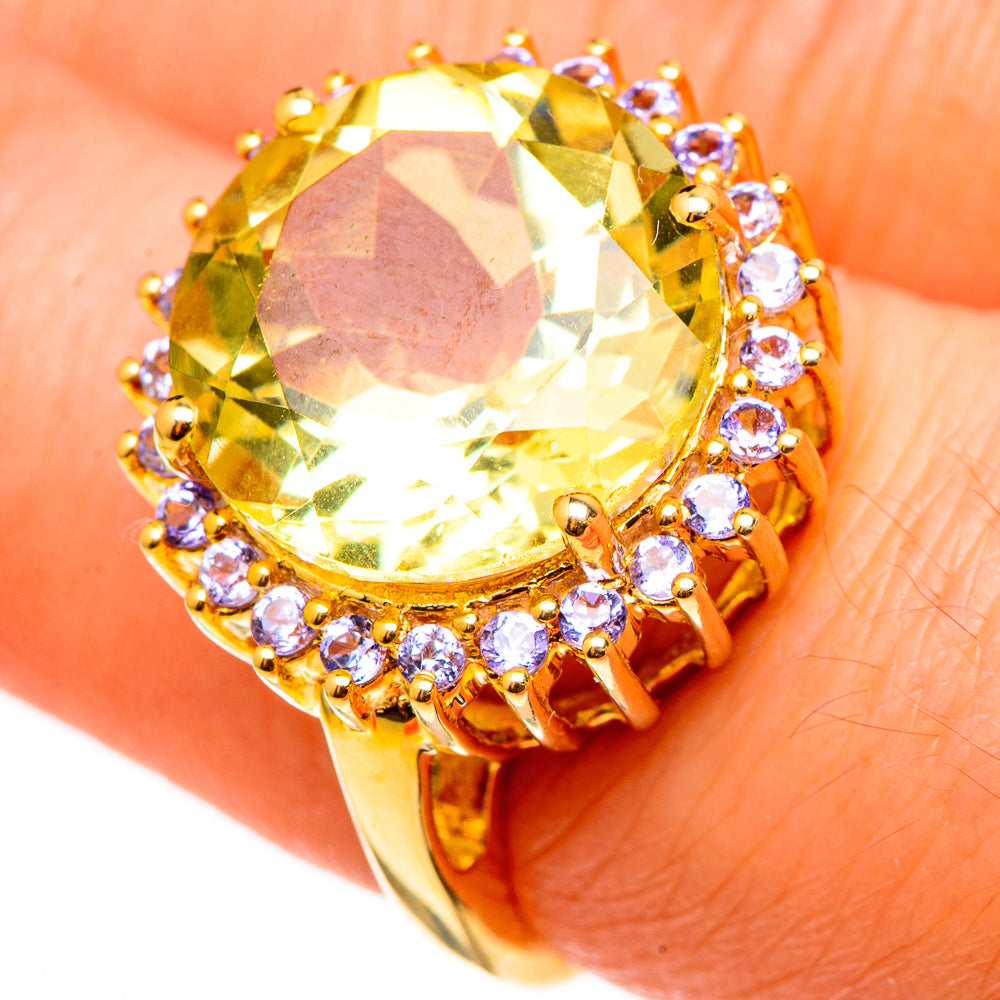 Green Gold Quartz Rings handcrafted by Anasilvercos - RING100565
