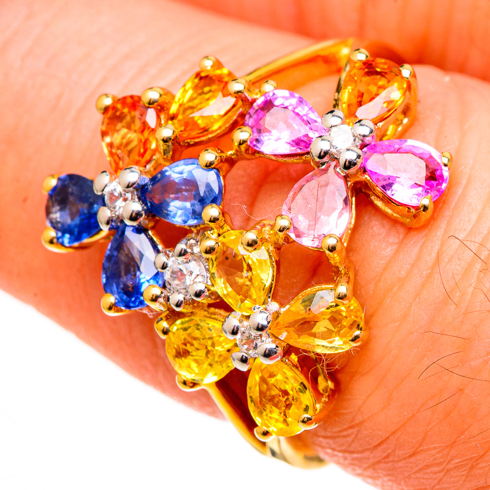 Multi-Colored Sapphire Rings handcrafted by Anasilvercos - RING100568
