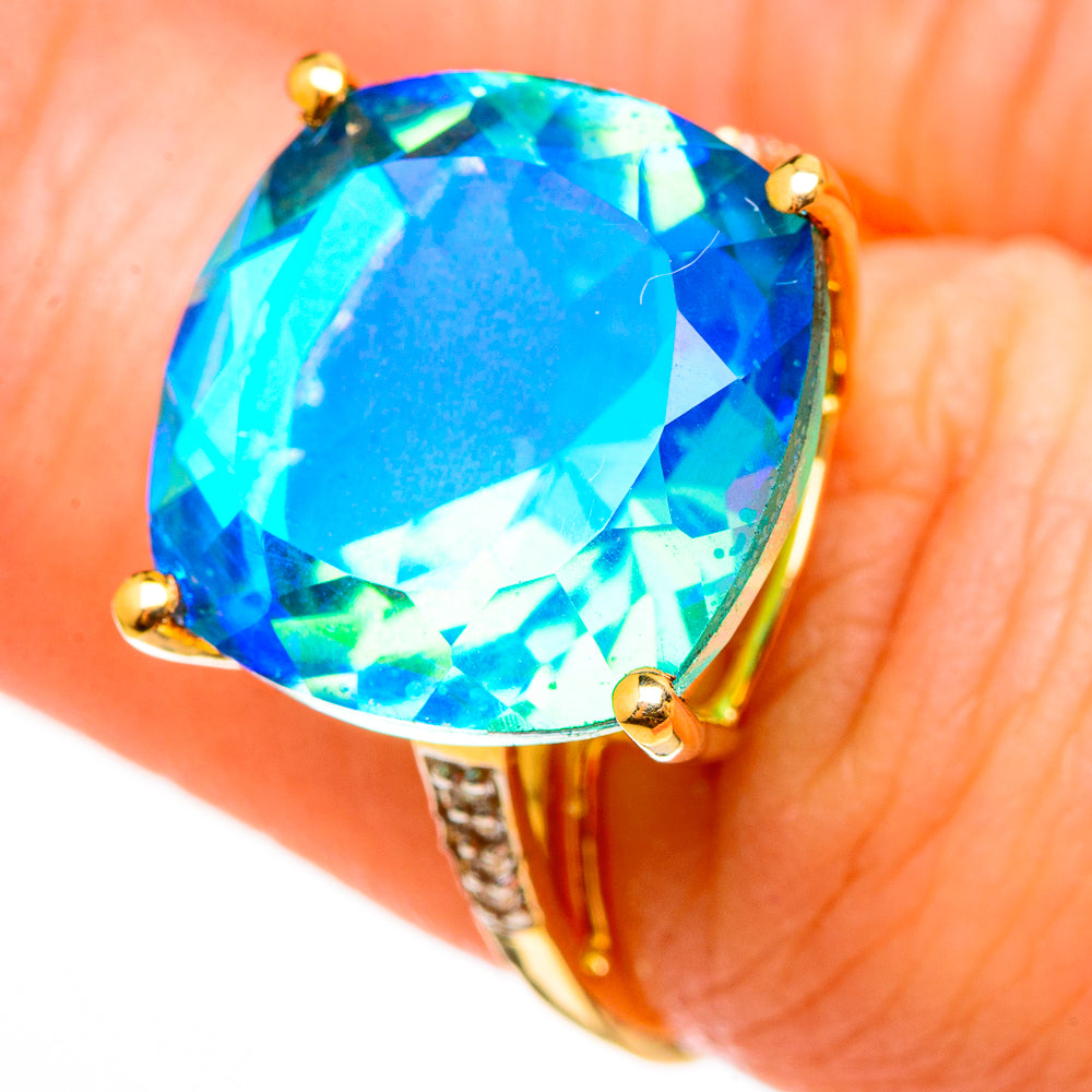 Peacock Doublet Quartz Rings handcrafted by Anasilvercos - RING100571