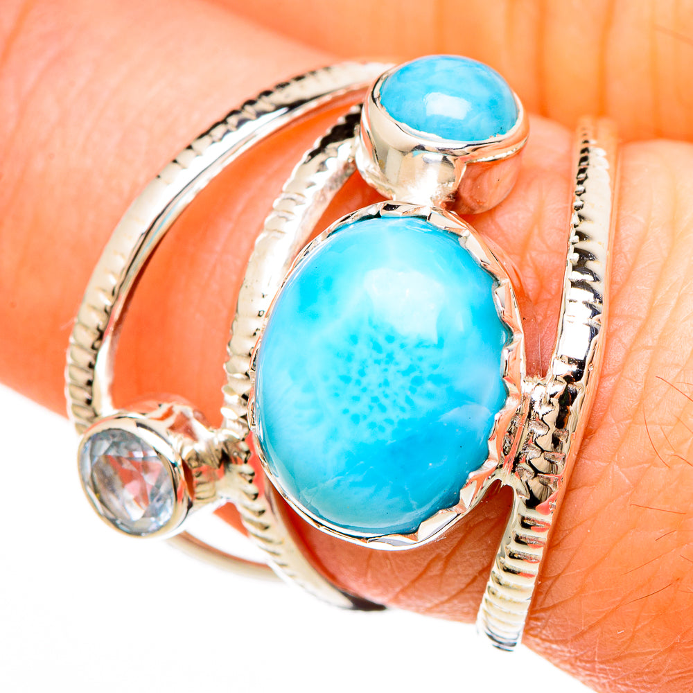 Larimar Rings handcrafted by Anasilvercos - RING100575