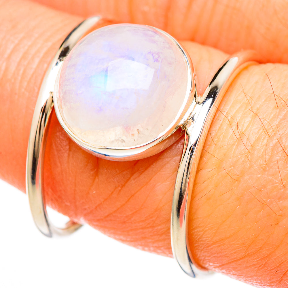 Rainbow Moonstone Rings handcrafted by Anasilvercos - RING100596