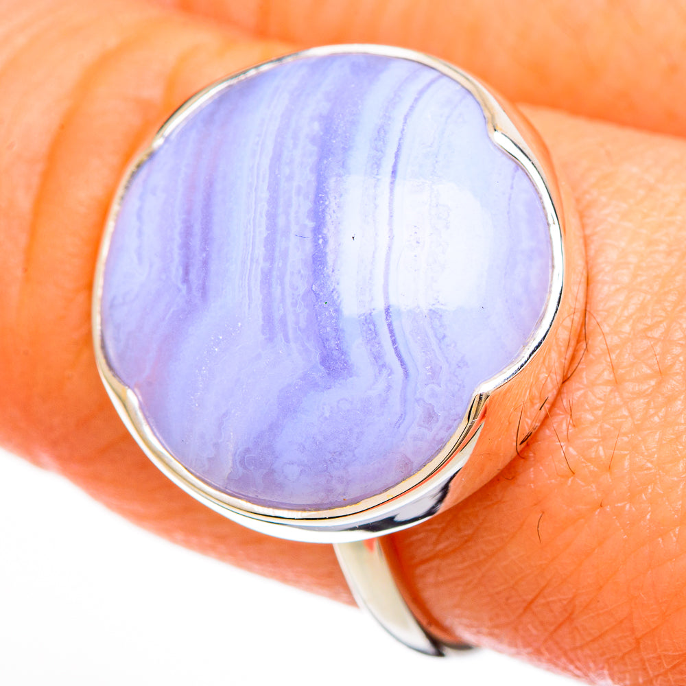 Blue Lace Agate Rings handcrafted by Anasilvercos - RING100597