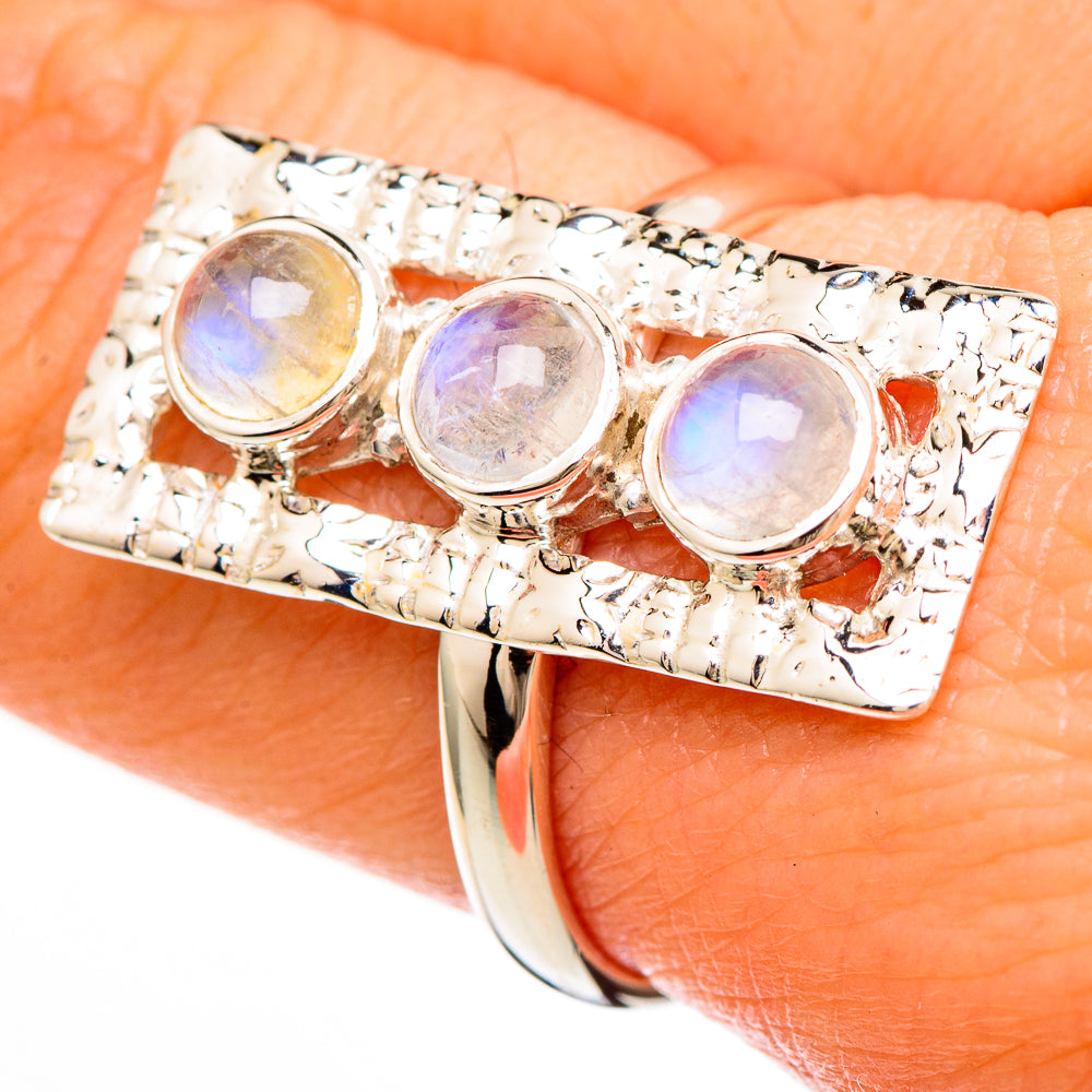 Rainbow Moonstone Rings handcrafted by Anasilvercos - RING100620