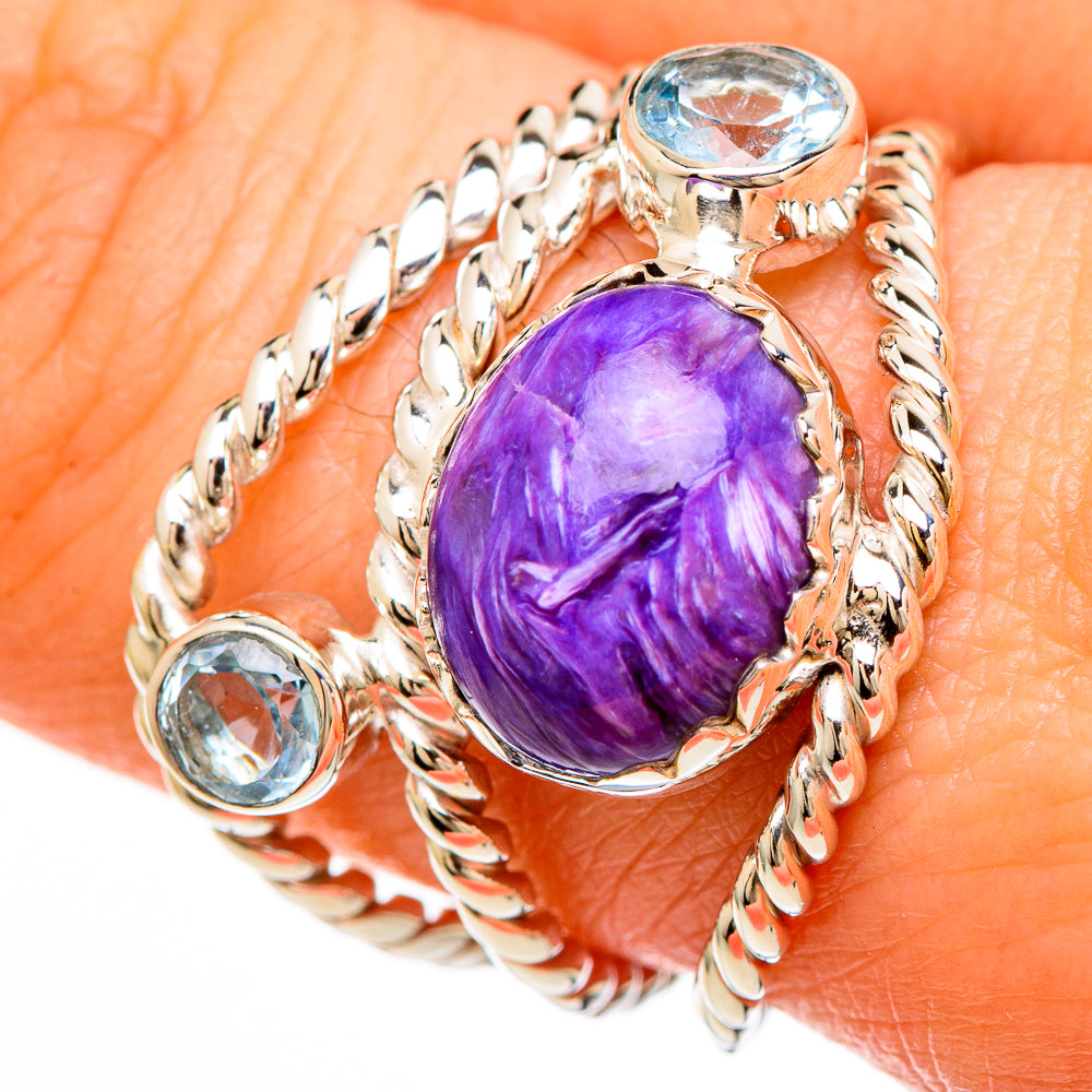 Charoite Rings handcrafted by Anasilvercos - RING100636