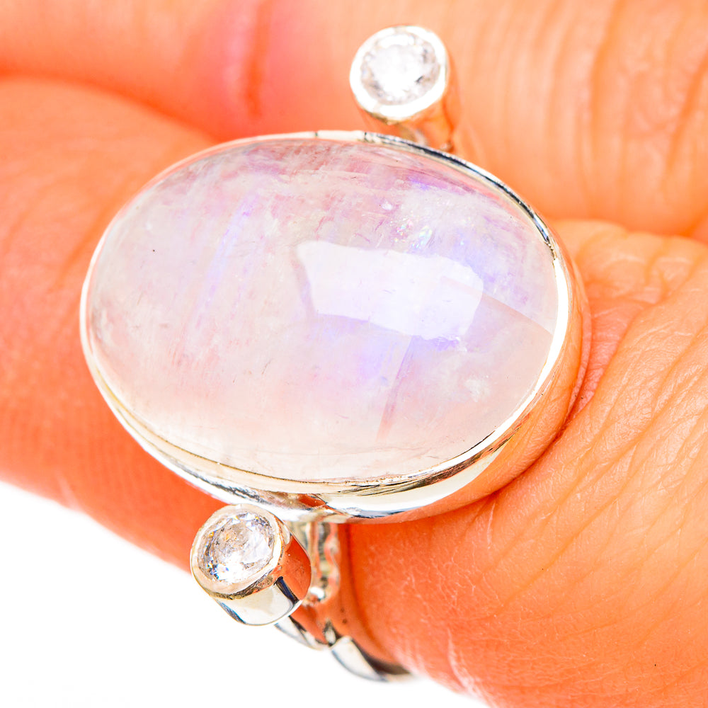 Rainbow Moonstone Rings handcrafted by Anasilvercos - RING100642