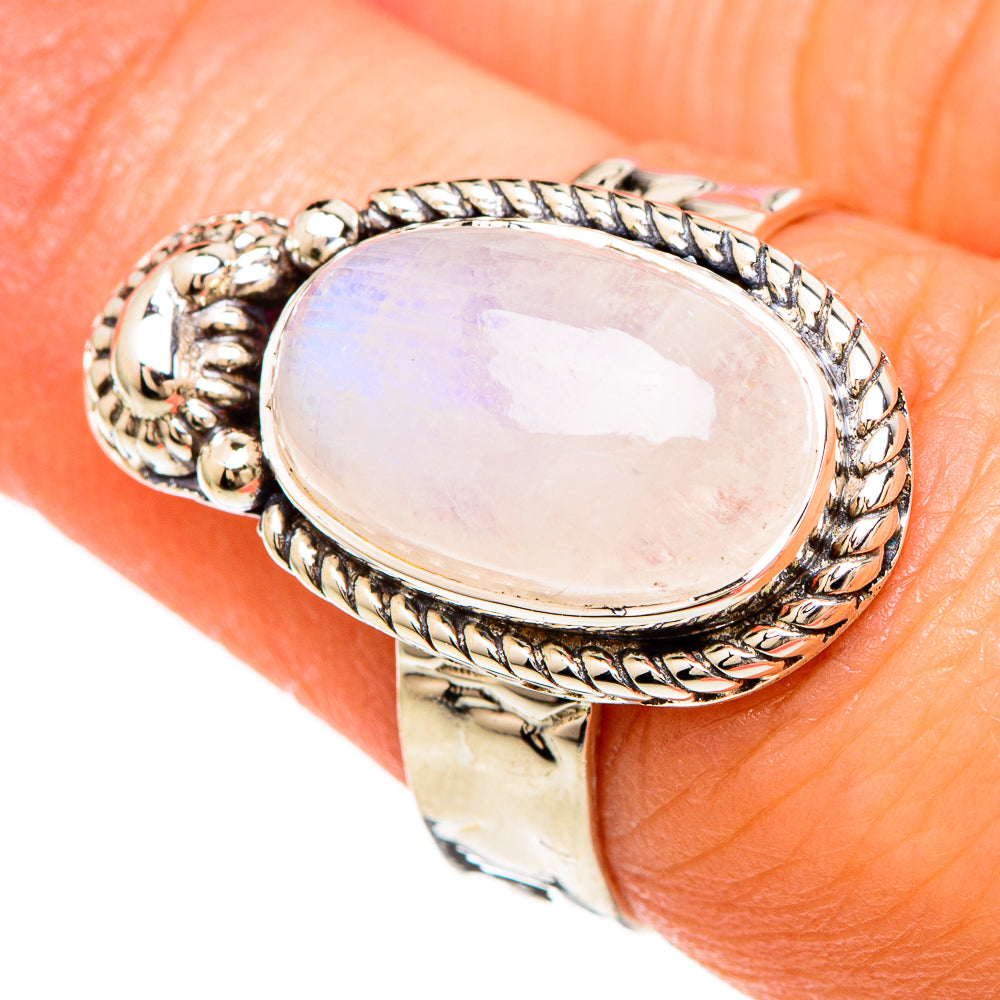 Rainbow Moonstone Rings handcrafted by Anasilvercos - RING100643