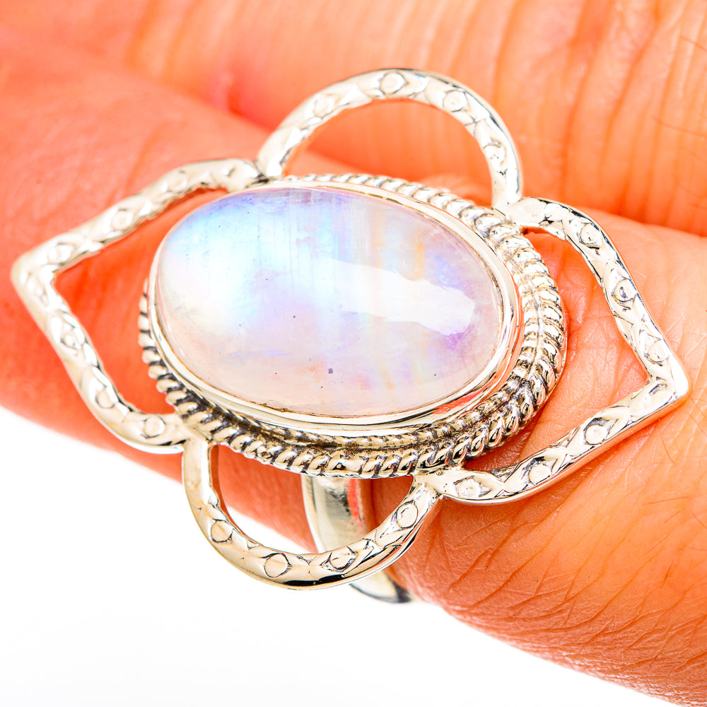 Rainbow Moonstone Rings handcrafted by Anasilvercos - RING100670