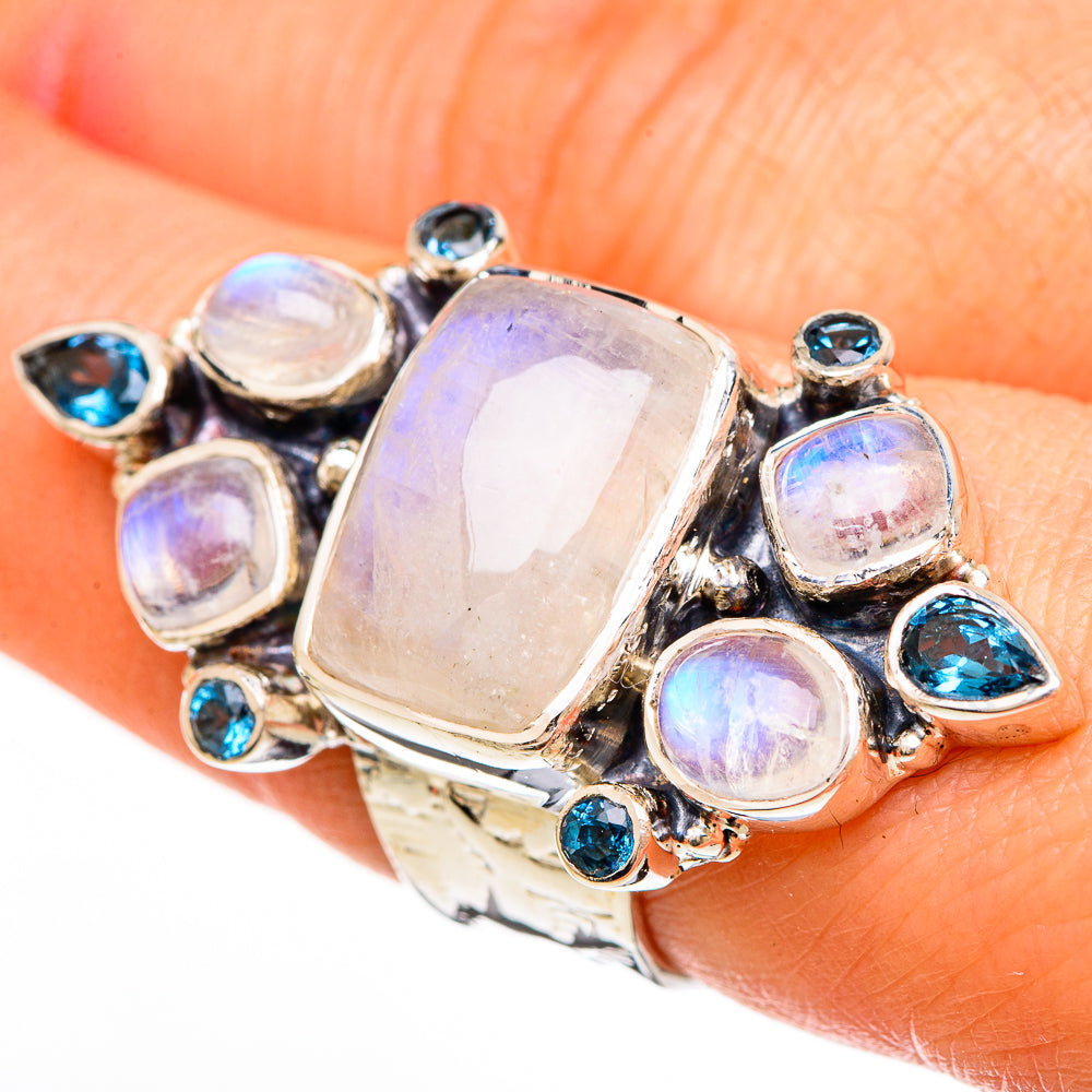 Rainbow Moonstone Rings handcrafted by Anasilvercos - RING100713