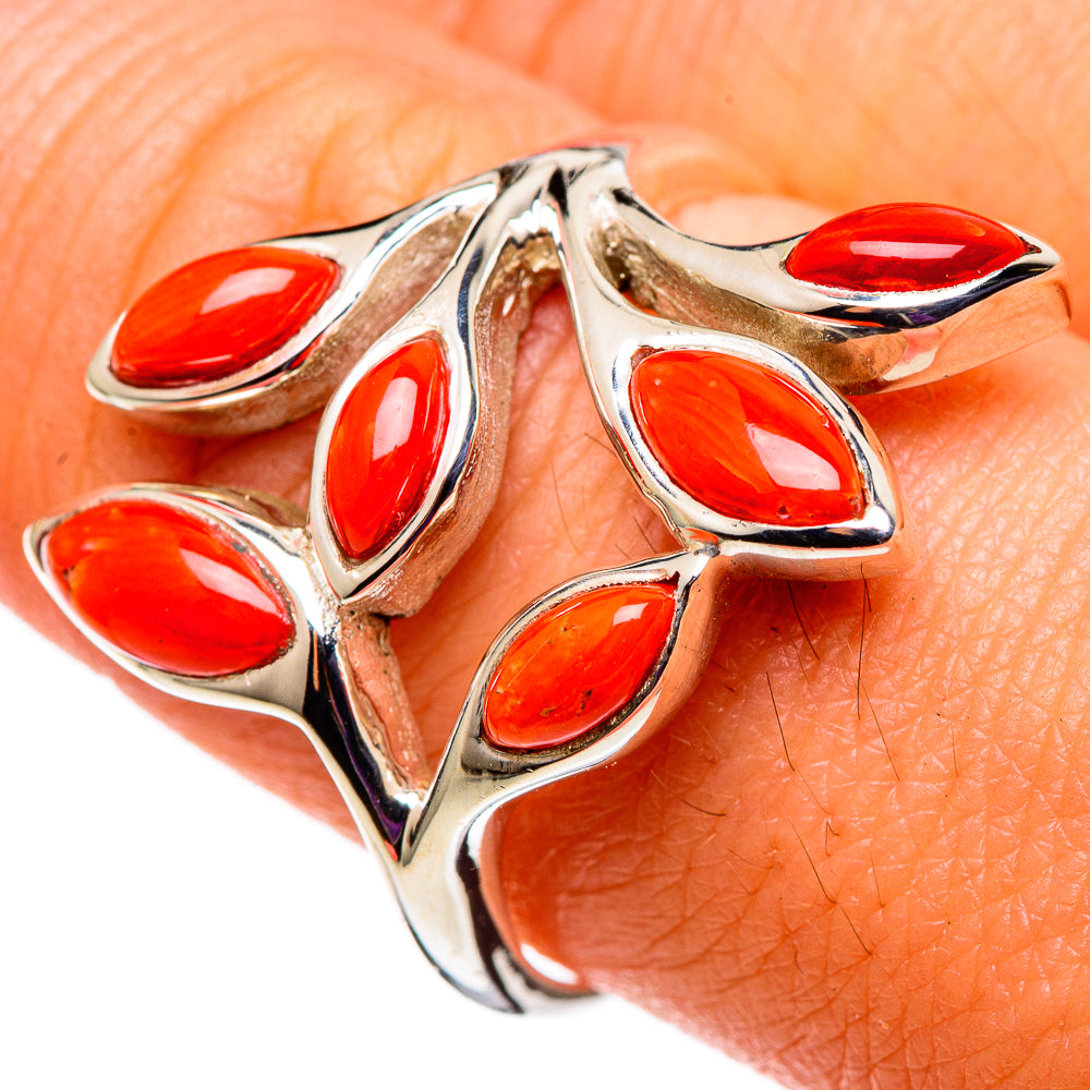 Mediterranean Red Coral Rings handcrafted by Anasilvercos - RING100736