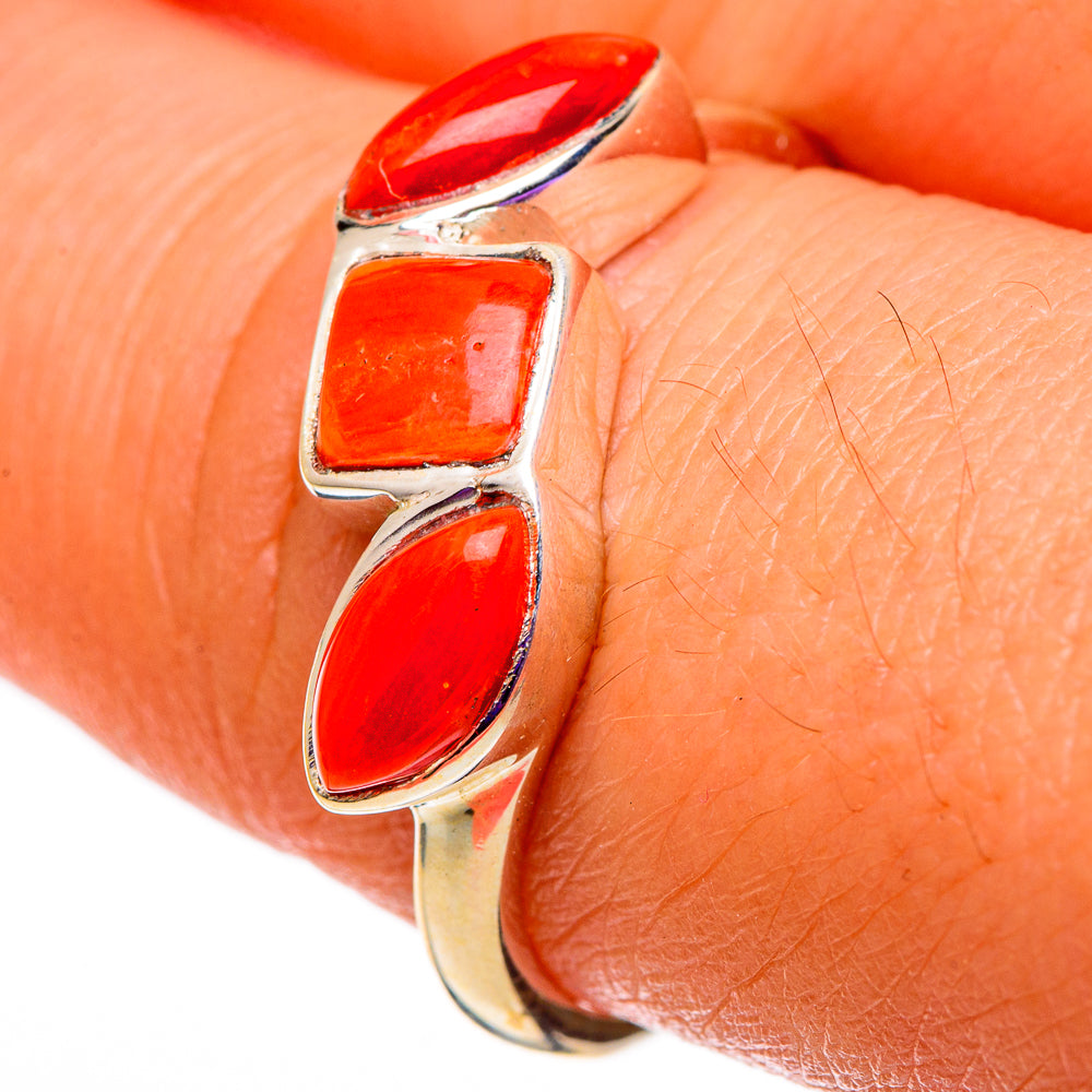 Mediterranean Red Coral Rings handcrafted by Anasilvercos - RING100761