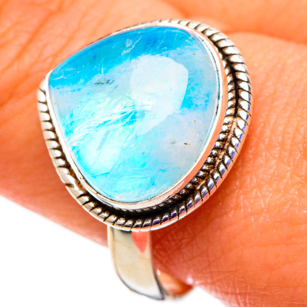 Rainbow Moonstone Rings handcrafted by Anasilvercos - RING100776
