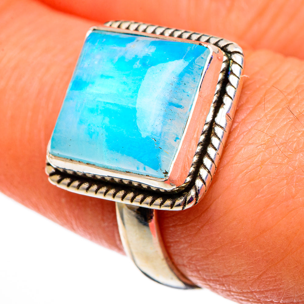 Rainbow Moonstone Rings handcrafted by Anasilvercos - RING100778