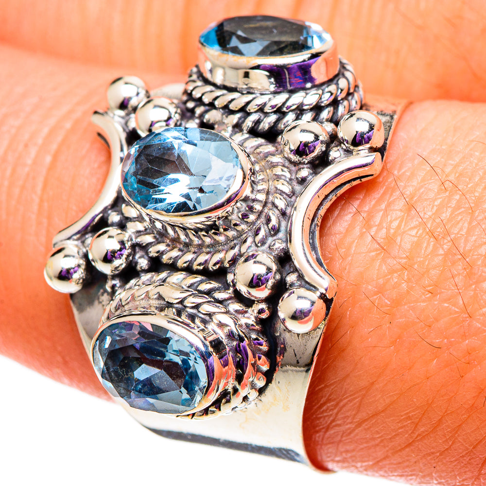 Blue Topaz Rings handcrafted by Anasilvercos - RING100830
