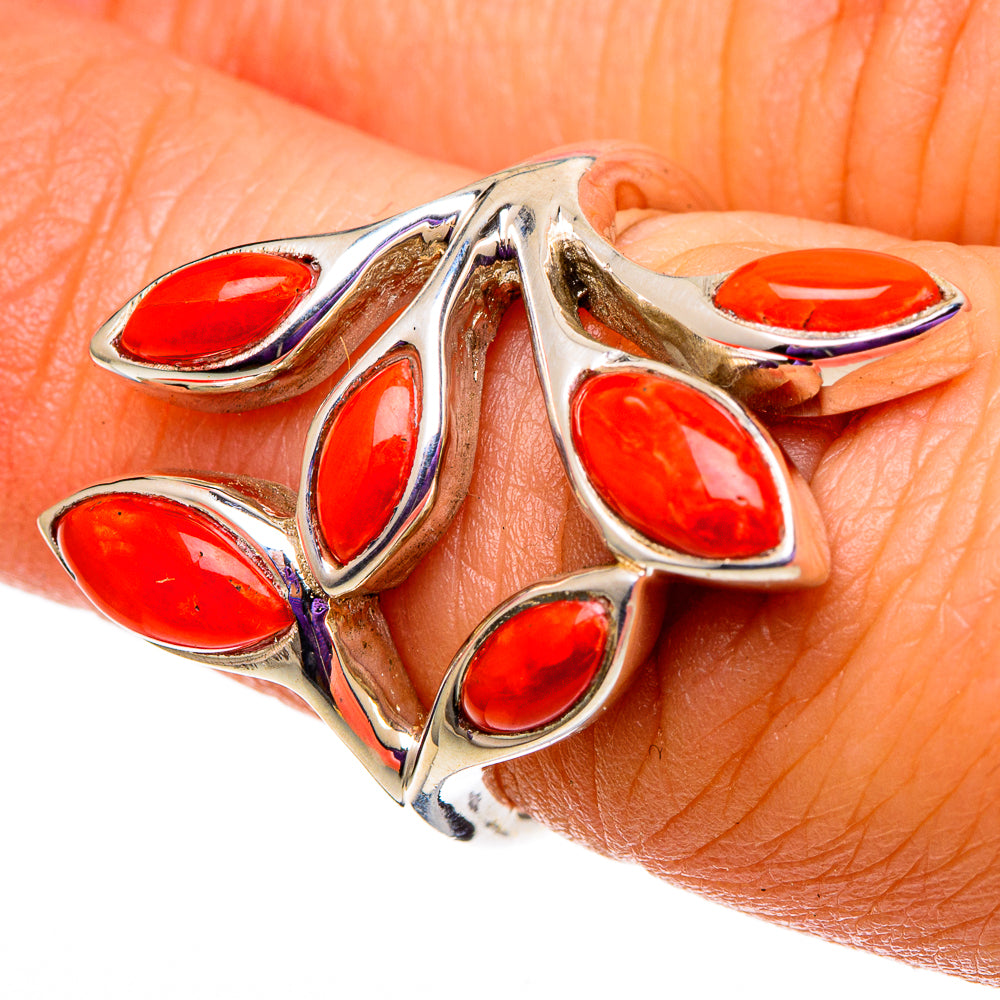 Mediterranean Red Coral Rings handcrafted by Anasilvercos - RING100855