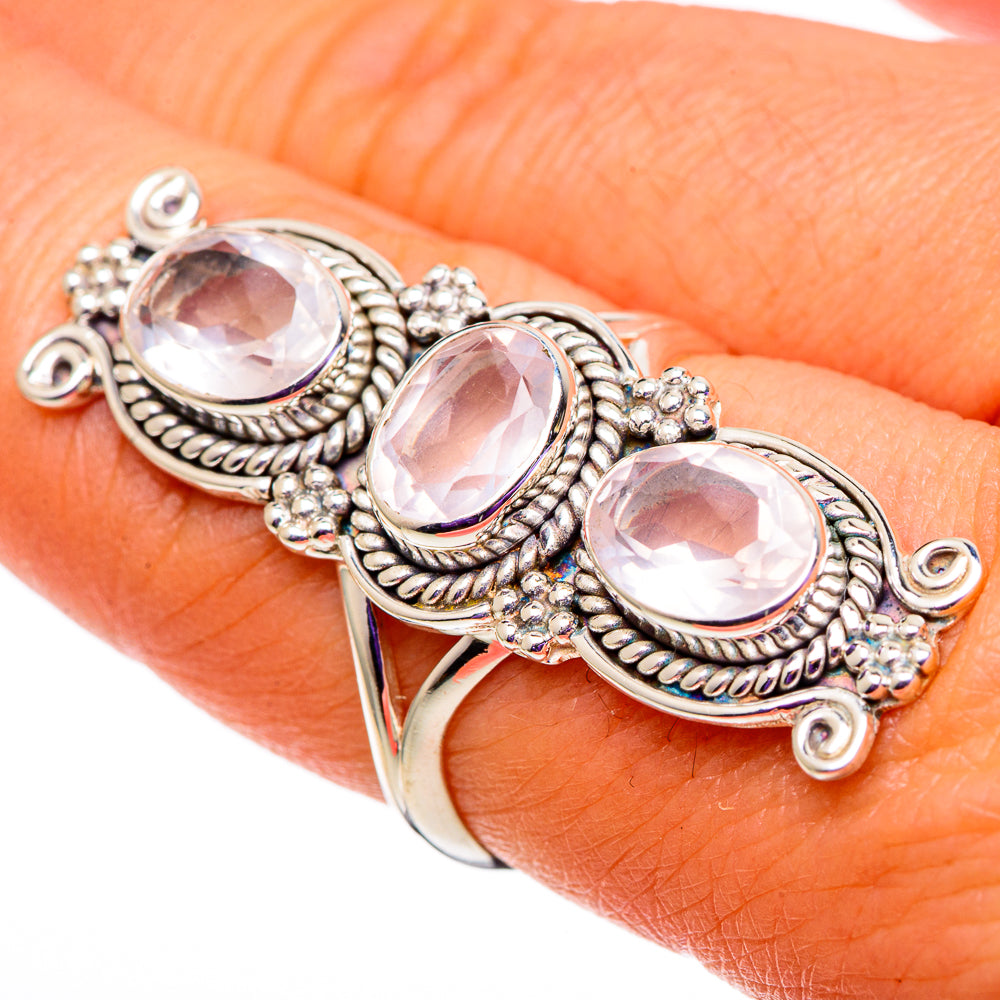 Rose Quartz Rings handcrafted by Anasilvercos - RING100893
