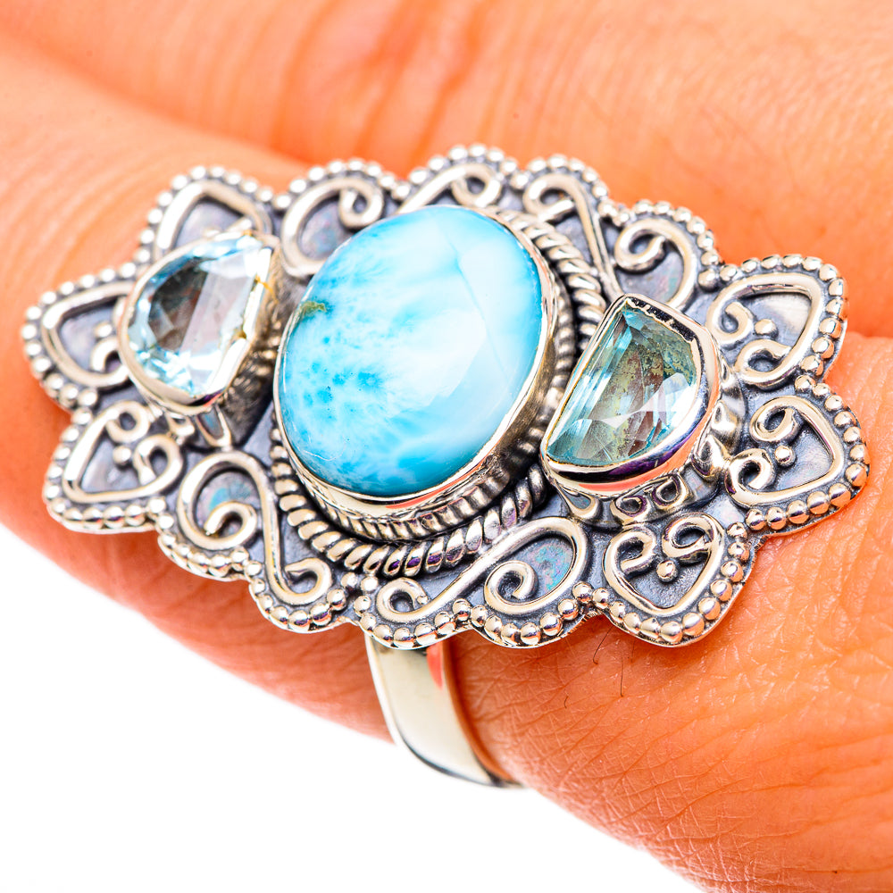 Larimar Rings handcrafted by Anasilvercos - RING100906
