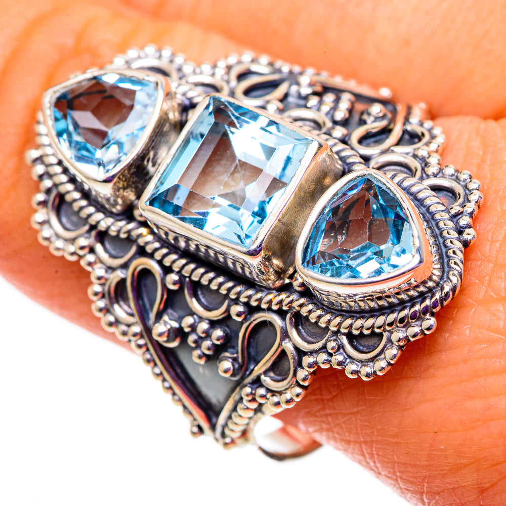 Blue Topaz Rings handcrafted by Anasilvercos - RING100907