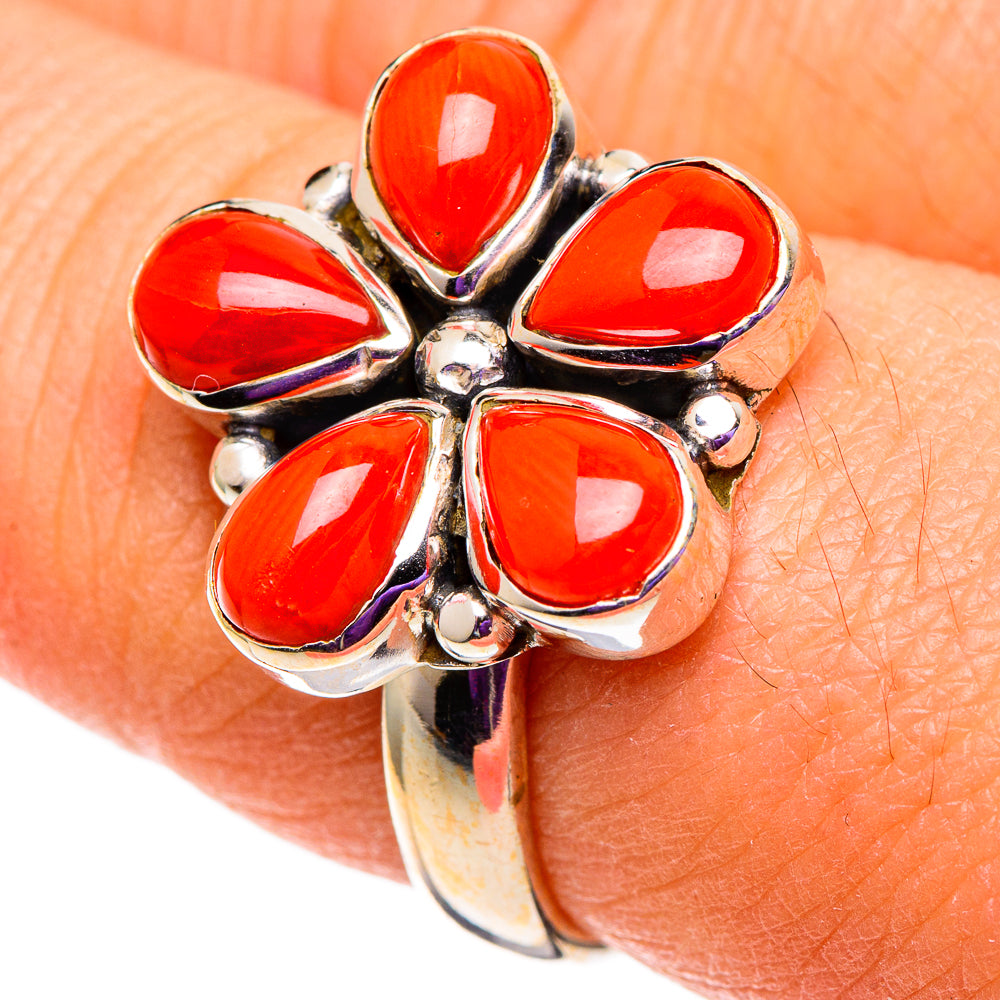 Mediterranean Red Coral Rings handcrafted by Anasilvercos - RING100949
