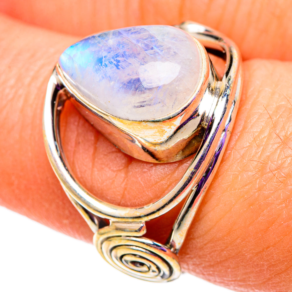 Rainbow Moonstone Rings handcrafted by Anasilvercos - RING100985