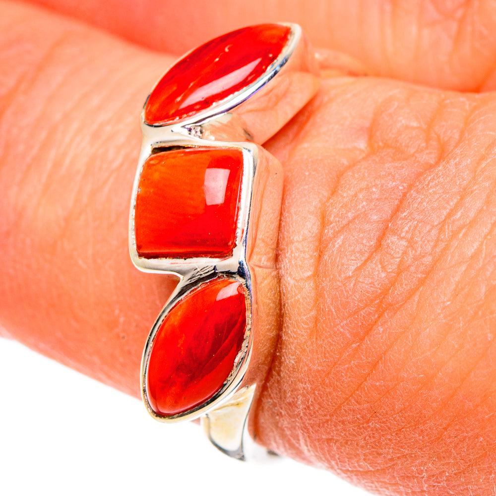Mediterranean Red Coral Rings handcrafted by Anasilvercos - RING101006