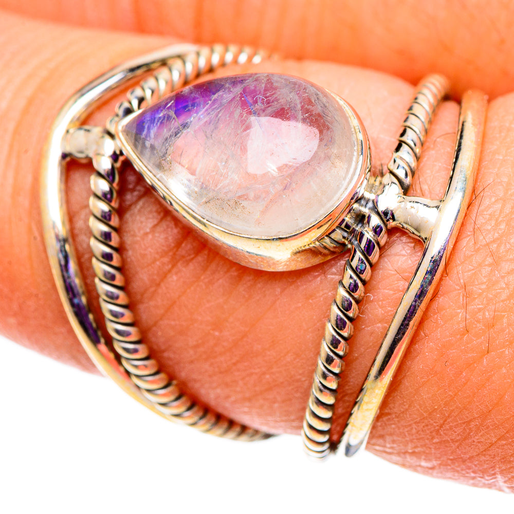Rainbow Moonstone Rings handcrafted by Anasilvercos - RING101013