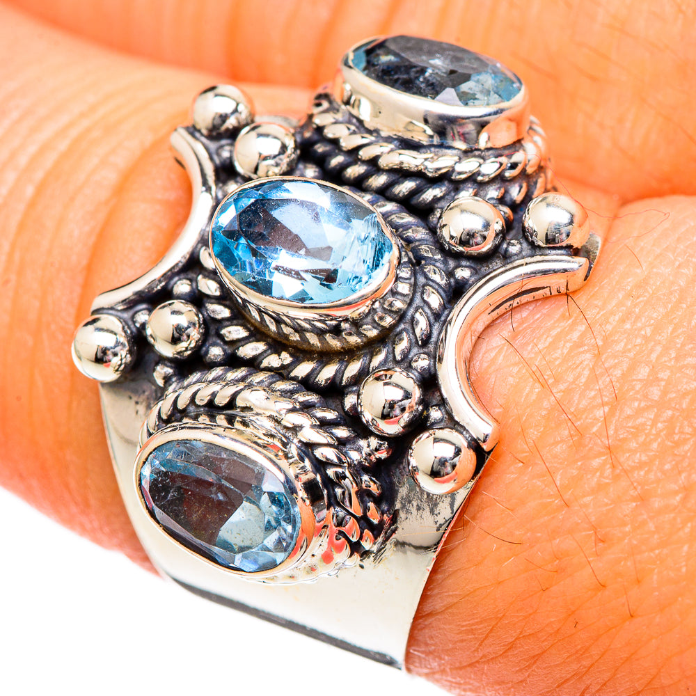 Blue Topaz Rings handcrafted by Anasilvercos - RING101022