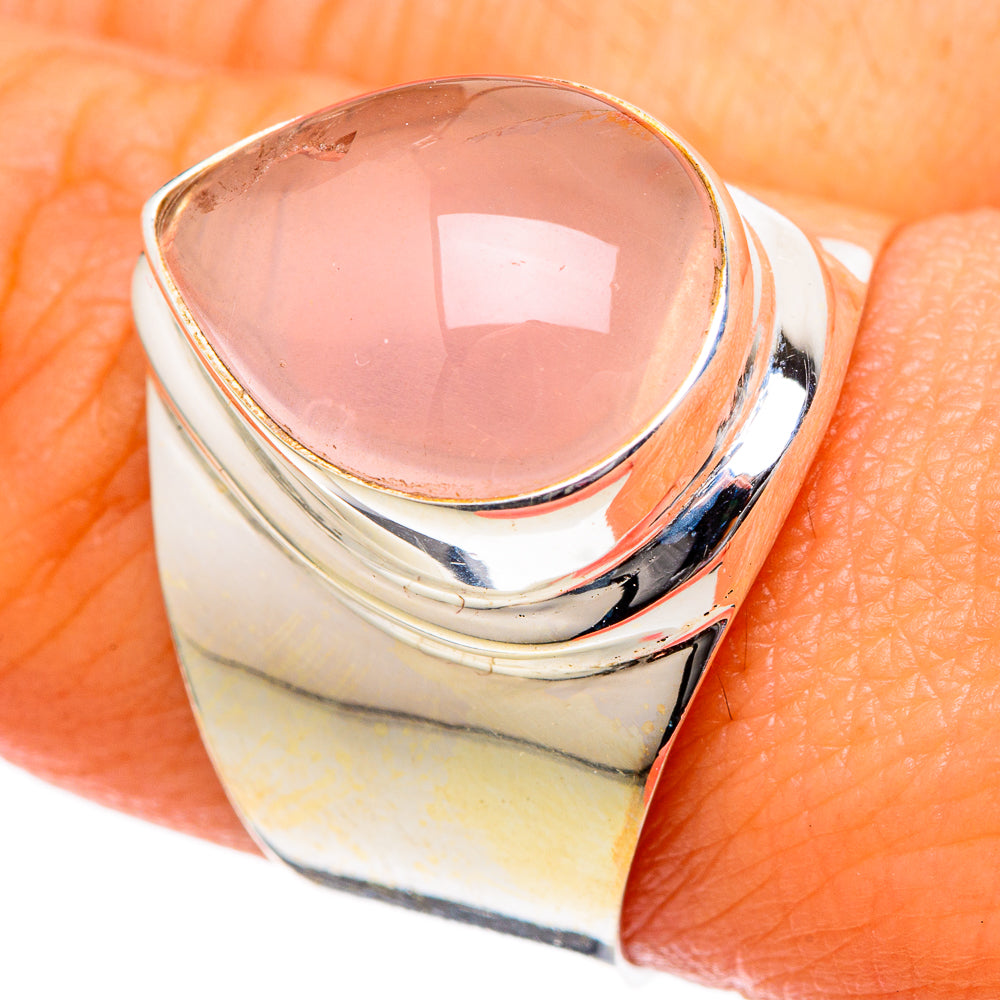 Rose Quartz Rings handcrafted by Anasilvercos - RING101036