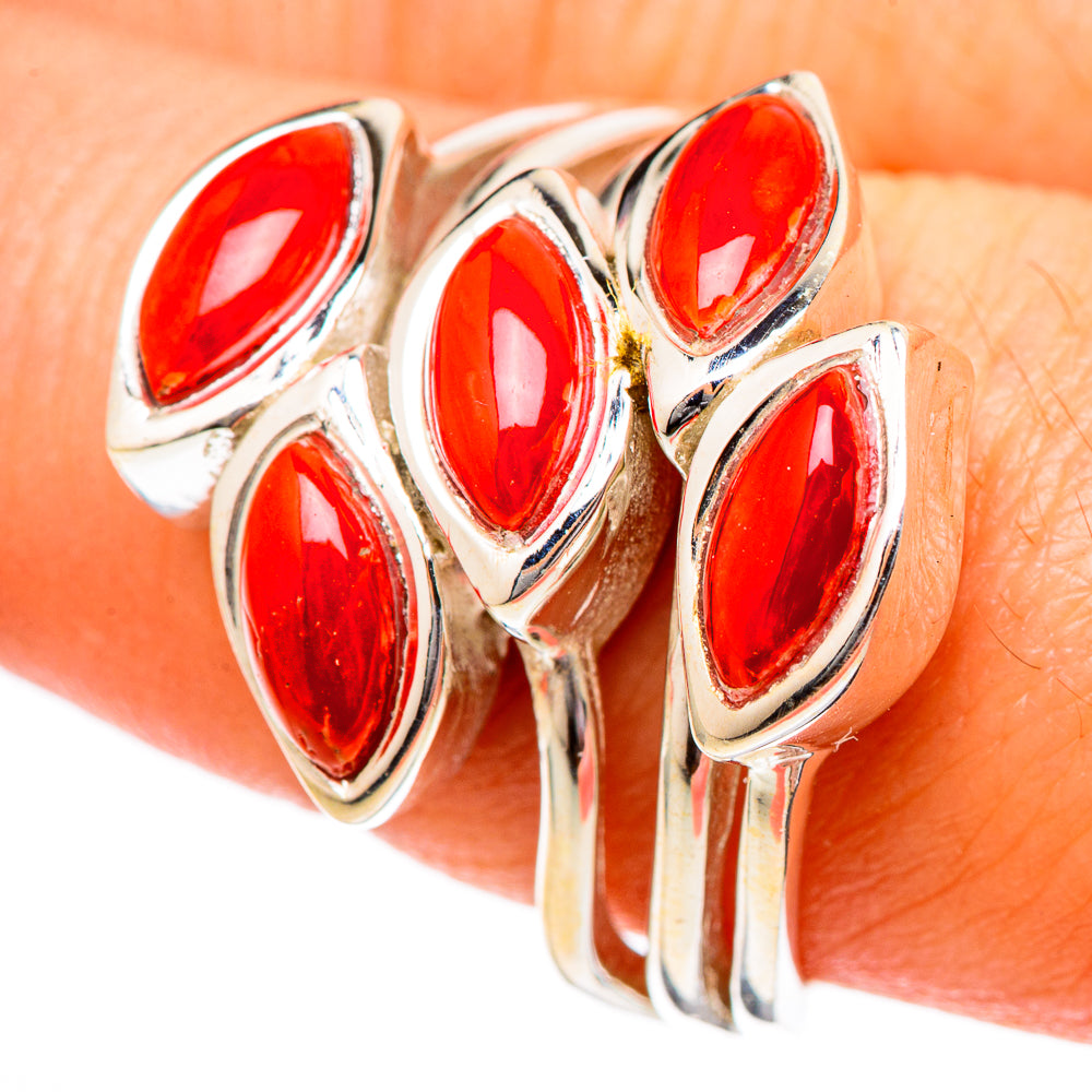 Mediterranean Red Coral Rings handcrafted by Anasilvercos - RING101040