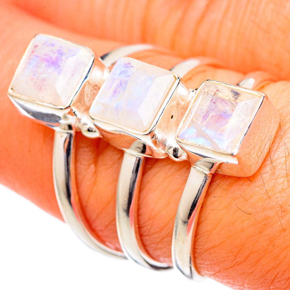 Rainbow Moonstone Rings handcrafted by Anasilvercos - RING101045