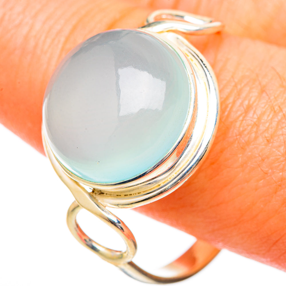 Aqua Chalcedony Rings handcrafted by Anasilvercos - RING101053